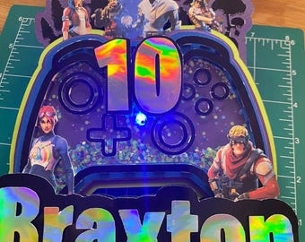 Game Controller 3-D Glitter LED Cake Topper