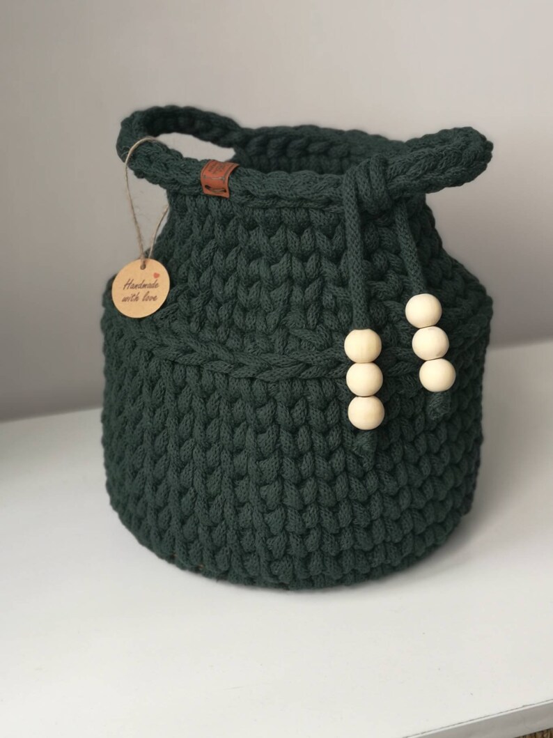 Boho crochet basket/ Boho home decor/ Crochet vase/ Small storage basket image 3