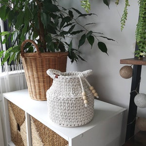 Boho crochet basket/ Boho home decor/ Crochet vase/ Small storage basket image 2