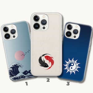 Japanese waves Phone Case Jing jang Cover for iPhone 16e, 15, 14, 13, 12, 11, Google Pixel 9 Pro, 8, 7A, Samsung S25 edge, S24 FE, A71, A36