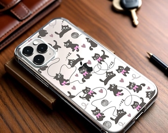 Cat Pattern Case, Transparent Cover for iPhone, Pixel&Samsung - Soft and Matte