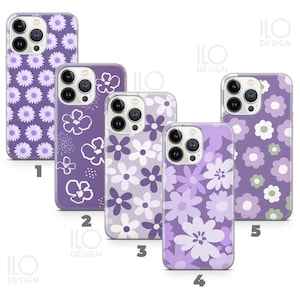New Purple Phone Case - Flower Design for iPhone 16, 14, 15, 13, 12, Samsung S24, S23, S22 & Pixel 9 8 7 - fits 50+ models