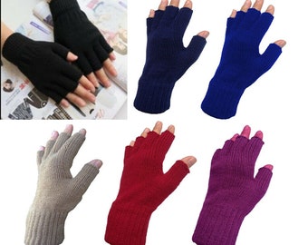 Women's Ladies Hot Thermal Fingerless Knitted Winter Warm Half Cosy Gloves