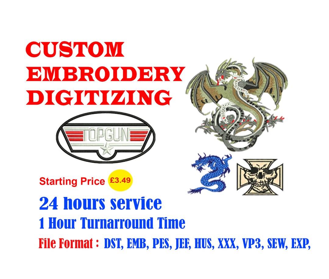 Custom Embroidery Digitizing Logo Digitizing Embroidery - Etsy