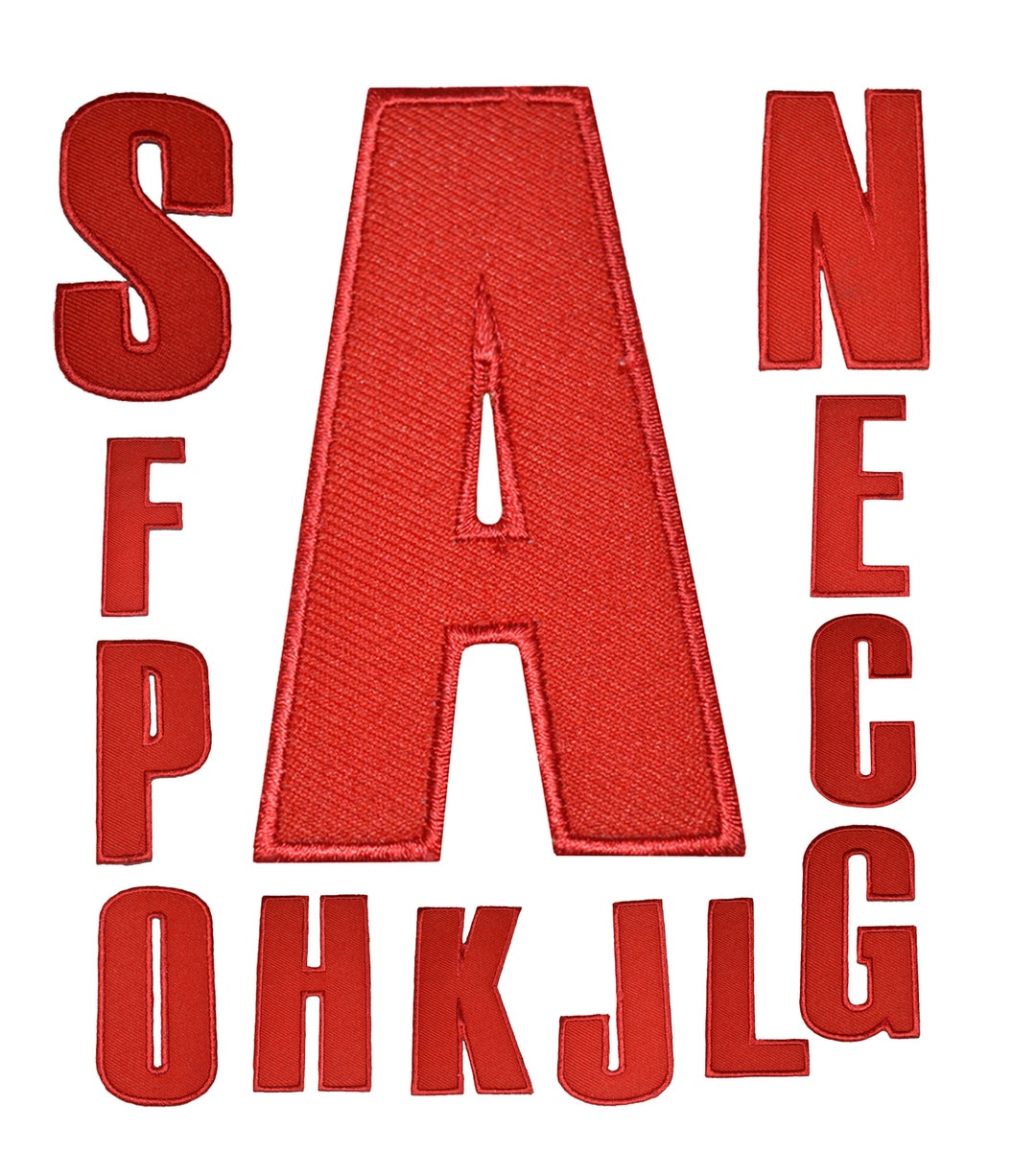 Red Letters Alphabets Patches Embroidered Applique Pattern Etsy