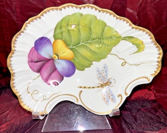 Anna Weatherley handbeschilderd libel viooltje blad insectenaccent trinket schotel ZELDZAAM