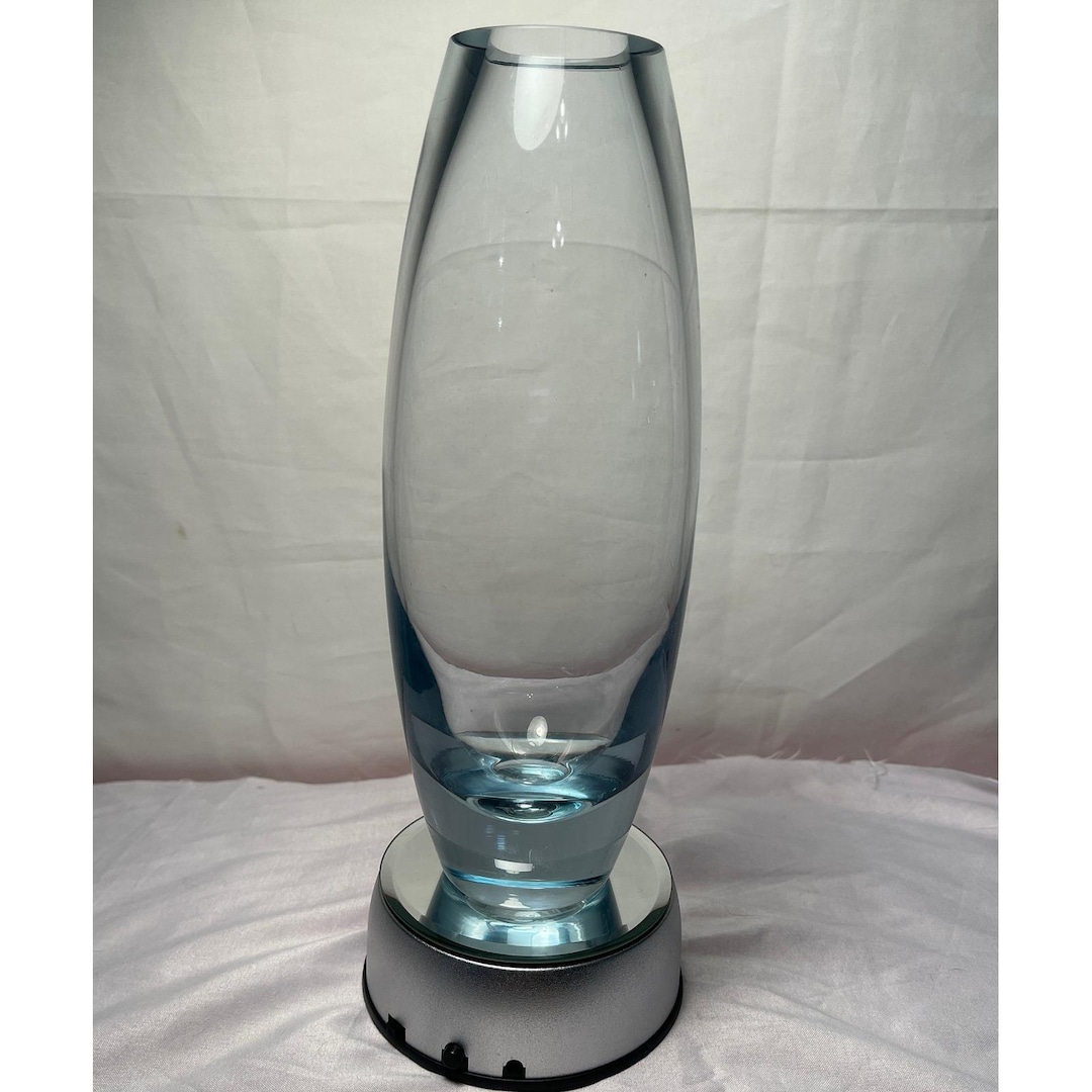 Vintage Holmegaard Hellas Clear Blue Glass Vase per Lutken Denmark