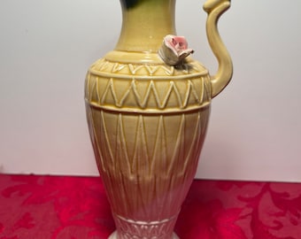 Jarra vintage Nippon Yoko Boeki de porcelana Capodimonte colocada a mano, color rosa, década de 1970