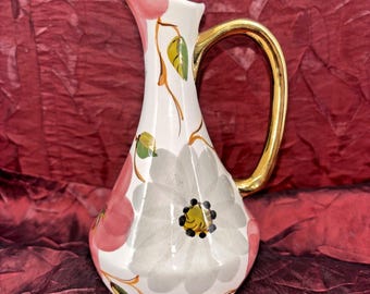 Ampolla per aceto in porcellana vintage portoghese Pereiras Valado dipinta a mano 7 in EUC