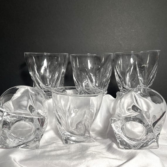 Twist Design Klarglasbecher, quadratische Basis, Rocks-Gläser, Barware-Set mit 6 Gläsern