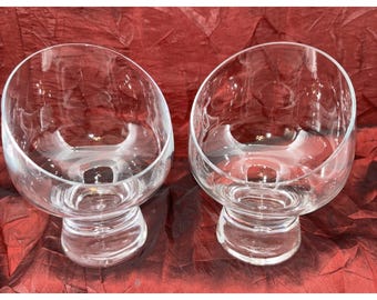 Kosta Boda Pippi Clear Angled Aeration Controlled Bubble Base Snifter Glasses 2