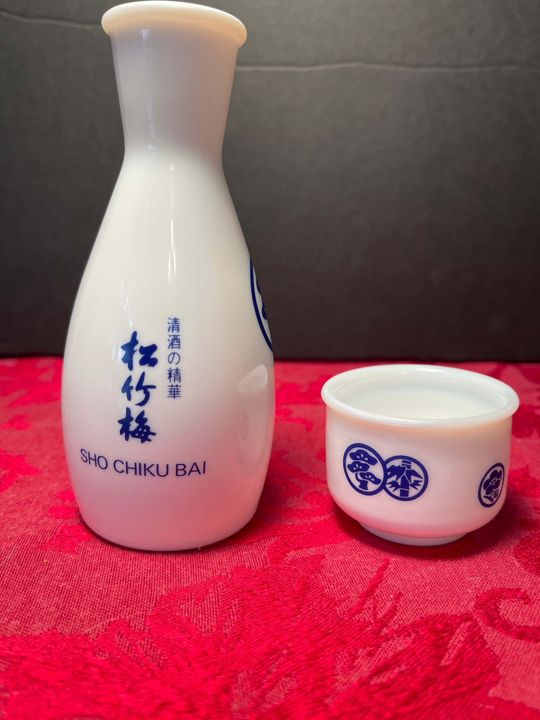 Japanese Sho Chiku Bai Saki Set Blue and White Decanter and Cup - Etsy