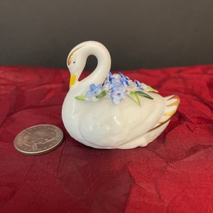 Vintage Adderley Floral Bone China Swan Figurine Made in England