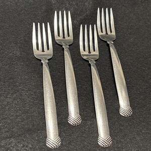 Oneida Rattan Stainless Steel Flatware Salad Forks 6 3/4 inch Lot of 4 USA