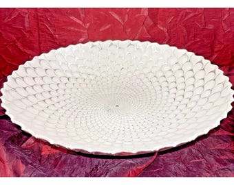 Bol decorativo de cristalería Amalfi Anya Plume White Silver, fabricado en Turquía, 33 cm (13"), excelente estado.