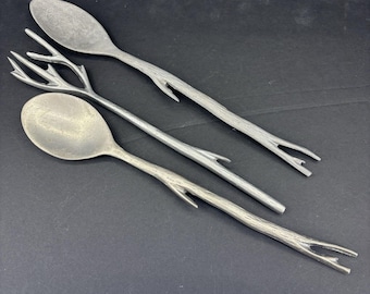 ヴィンテージ MCM サラダサービングフォーク ロング 13インチ 木製