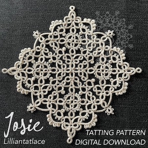 Josie Tatting PDF Tatting Pattern Frivolite square lace doily Instant Download