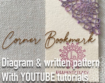 Lace Tatting Corner Bookmark Tutorial with Video (PDF Pattern)