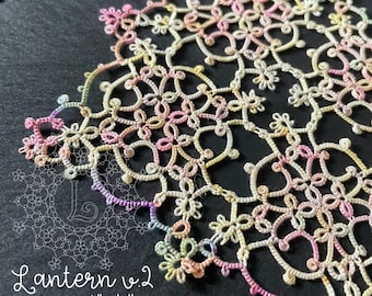 Laterne v.2 Tatting Muster Quadrat Motiv Tatted Lace PDF mit Video-Tutorials Sofort-Download