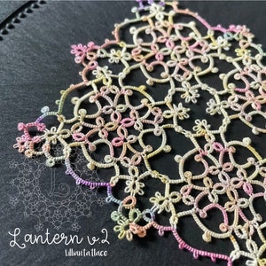 Lantern v.2 Tatting pattern square motif Tatted lace PDF with video tutorials Instant download