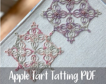 Apple Tart Tatting PDF Pattern Frivolite square lace doily Gift idea Instant Download