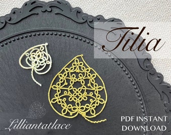 Tatting PDF Pattern Tilia leaf bookmark, motif with 2 designs lace frivolite small accessories