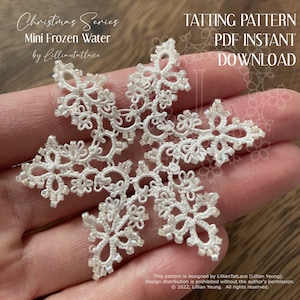 Tatting Mini Snowflake Frozen Water pattern PDF Instant Download tutorial Frivolite Christmas project fun and easy