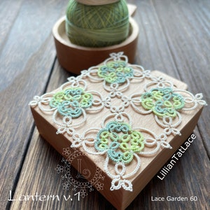 Lantern v.1 Tatting pattern square motif Tatted lace doily PDF Beginner level jewellery idea easy project creativity DIY image 4