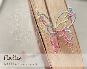 Flutter butterfly tatting bookmark with shuttles digital download tutorial with diagram and written instructions