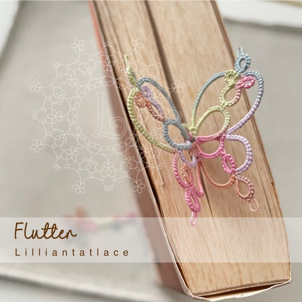 Flutter butterfly tatting bookmark with shuttles digital download tutorial with diagram and written instructions