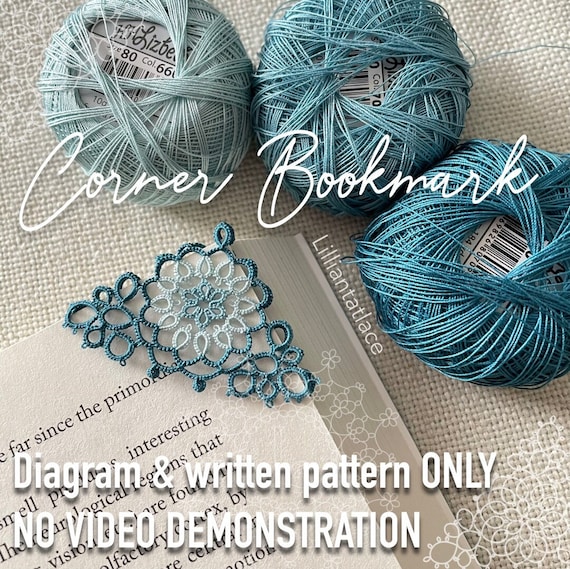 Corner Bookmark Lace Tatting tutorial with diagram and written instructions (NO VIDEO)