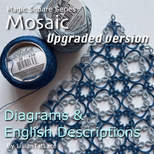 Magic Square  Mosaic tatting PDF  (diagrams & written instructions) frivolite lace doily  shuttles tatted decor gift