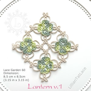 Lantern v.1 Tatting pattern square motif Tatted lace doily PDF Beginner level jewellery idea easy project creativity DIY image 6