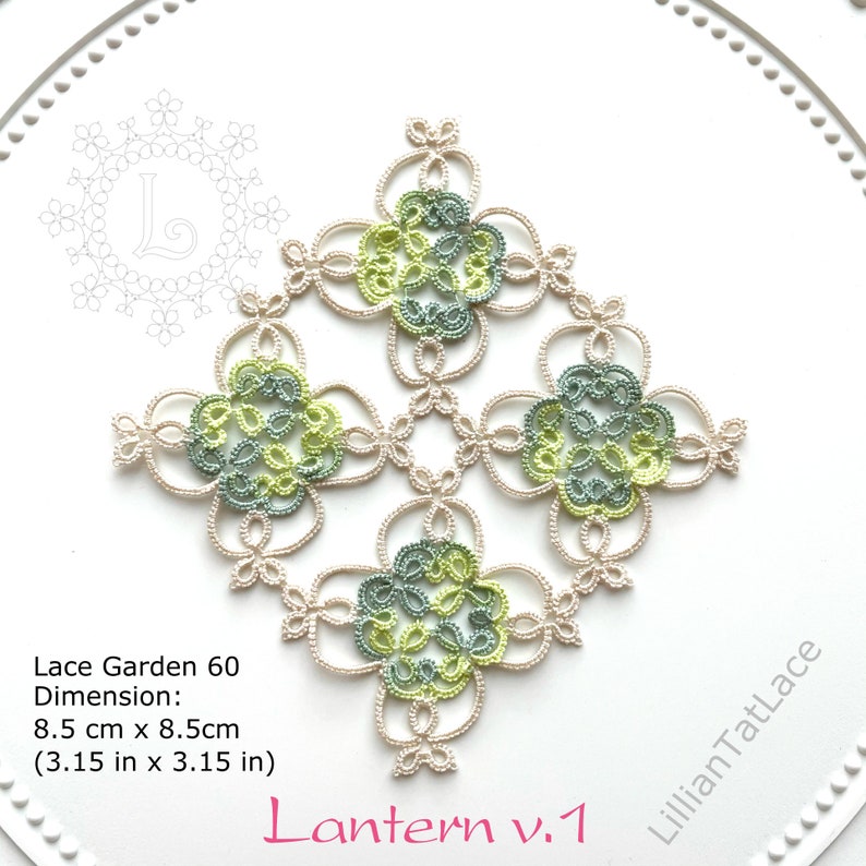 Lantern v.1 Tatting pattern square motif Tatted lace doily PDF Beginner level jewellery idea easy project creativity DIY image 6