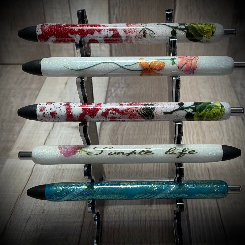 Flowers Gel Pens Glitter Refillable Personalized RTS Etsy