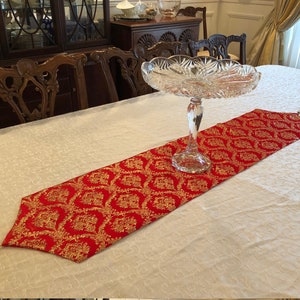 Festive Red and Gold Table Runner