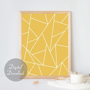 Yellow Geometric Print | Wall Art | Digital Download | Bright Mosaic Poster | Home Decor