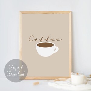 Coffee Cup Print | Wall Art | Digital Download | Neutral Design | Minimalist Poster | Home Decor