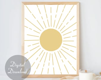 Boho Sun Print | Wall Art | Digital Download | Abstract Sun | Art Poster | Home Decor