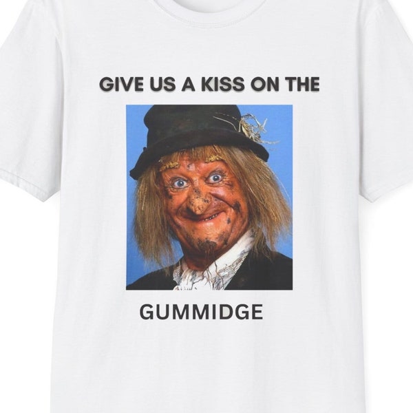 KISS ME on the Gummidge funny 80s retro Unisex Softstyle T-Shirt great for birthday or valentines day gift.