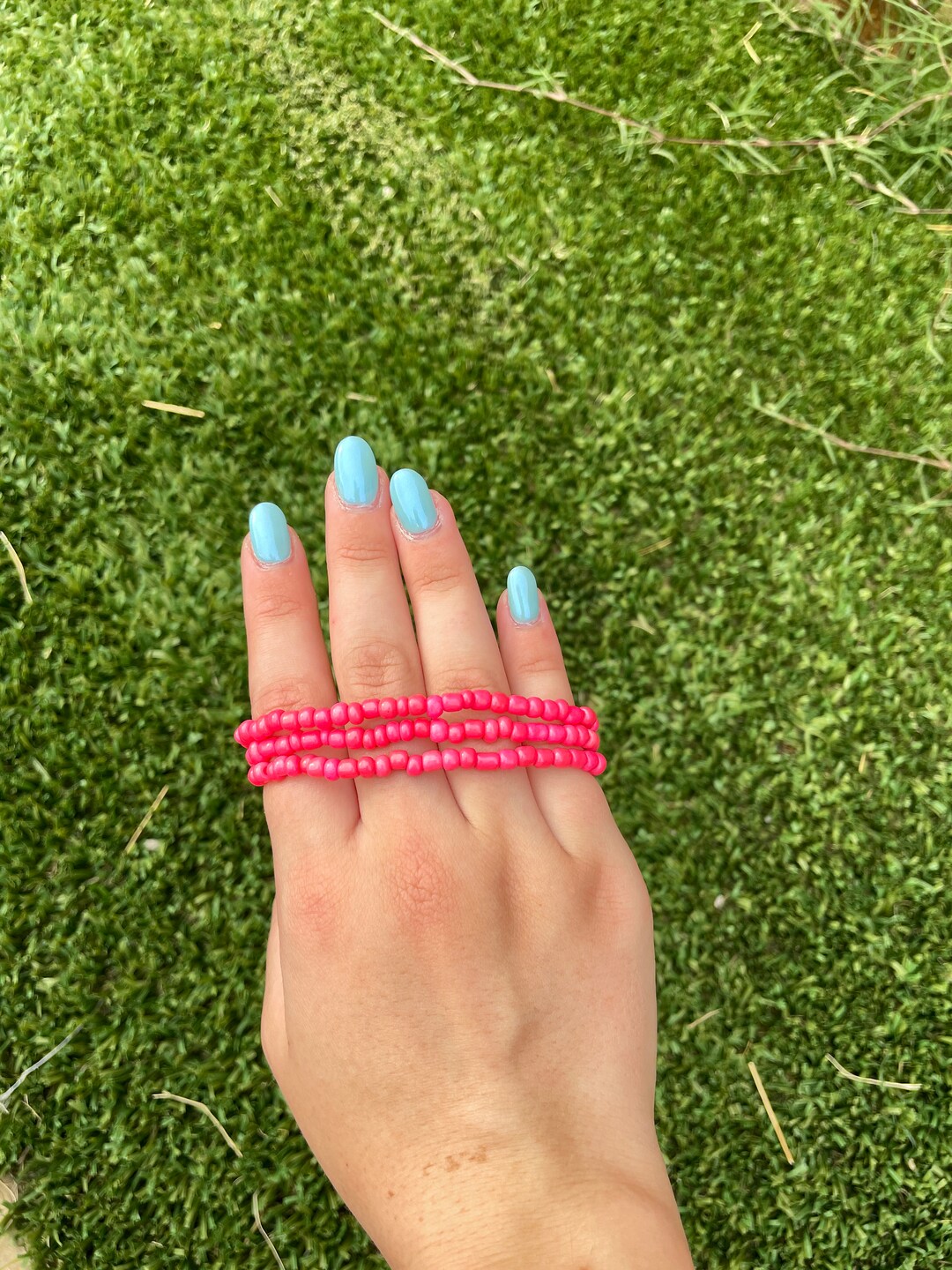 Bright Pink Seed Bead Bracelet Etsy