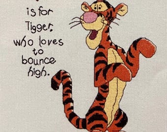 Winnie the Pooh counted cross stitch pattern pdf baby nursery instant download color chart DMC T is for Tigger who loves to bounce high