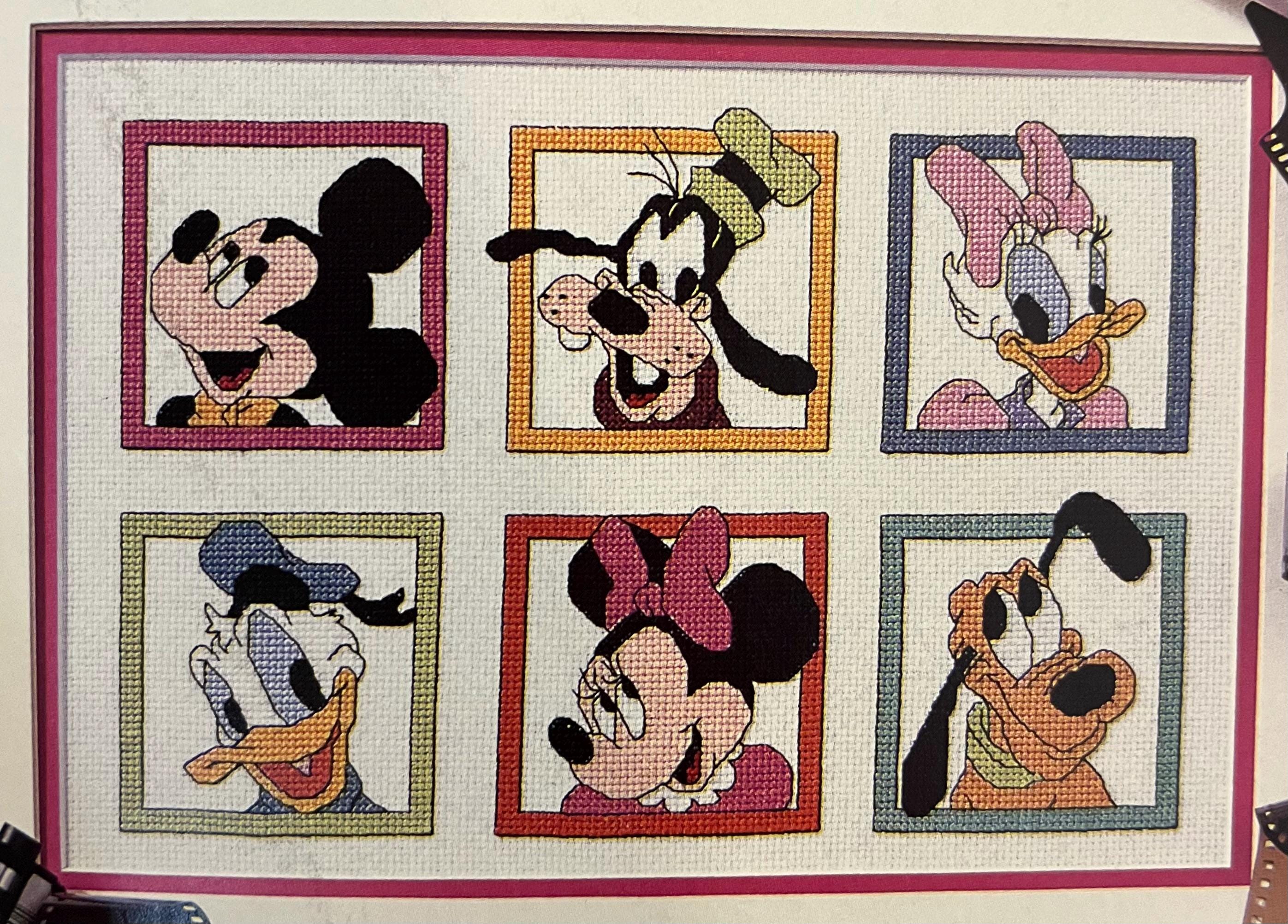 Mickey Mouse Color Blocks counted cross stitch pattern pdf baby nursery Daisy Donald Duck Goofy friends instant download color chart DMC