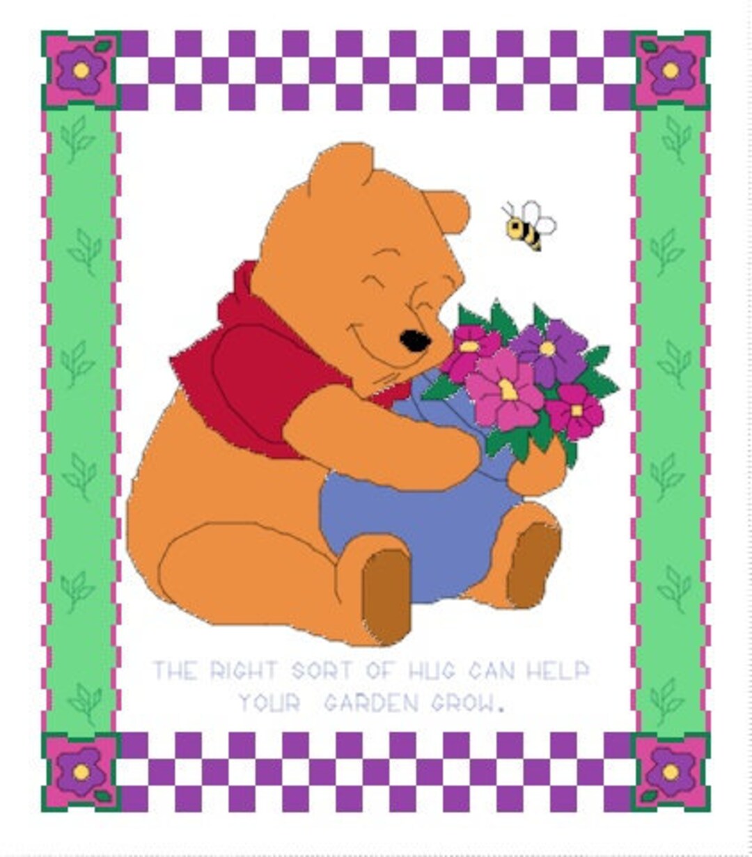 Winnie the Pooh Cross Stitch Pattern Pdf Baby Right Sort of Hug Posies