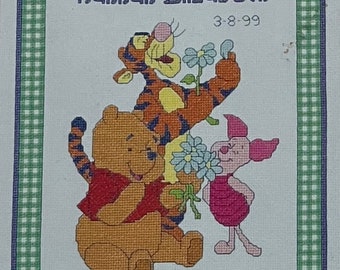 Winnie the Pooh cross stitch pattern pdf birth sampler baby piglet tigger instant download color chart DMC