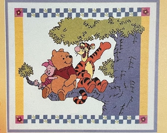 Winnie the Pooh cross stitch pattern pdf baby nursery Tree Branch Piglet Tigger friends instant download color chart DMC