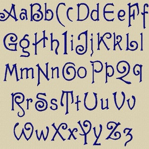 FANCY NANCY font letters alphabet PES digital embroidery file 3 sizes upper and lower case