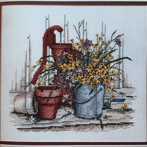 Wildflower Rhapsody van Paula Vaughan geteld kruissteekpatroon Bouquets and Blooms-serie pdf-kleurenkaart DMC vaas bloempot boek 63