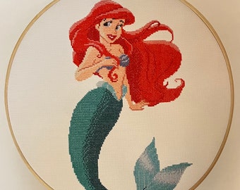 Ariel counted cross stitch pattern pdf princess mermaid instant download color chart DMC