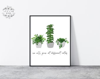 We All Grow, Mental Health Digital Download, Therapy Poster, Therapy Decor, Counseling Office Sign, School Psychology